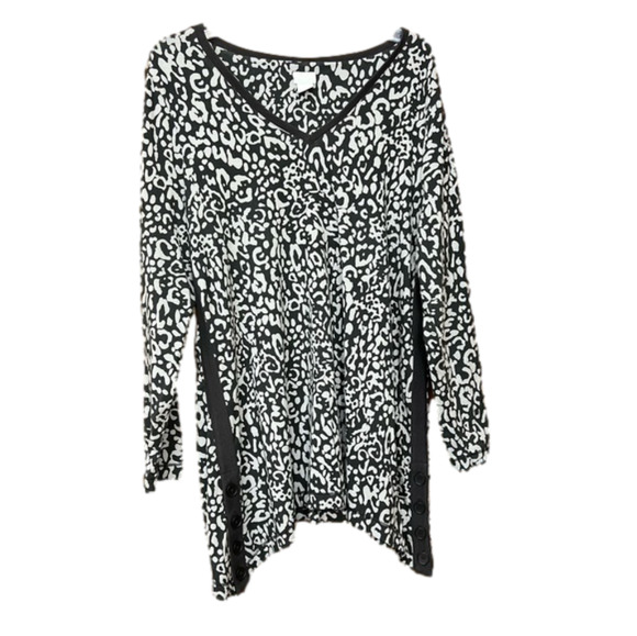 Chicos Pullover Tunic Black & Grey - Picture 2 of 5